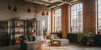 Ożyw swoje wnętrze w stylu industrialnym dodatkami Stylowo urządzone wnętrze w stylu industrialnym z metalowymi akcentami i drewnianymi dodatkami, które ożywiają przestrzeń