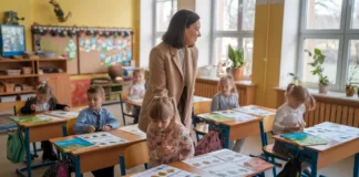 Jak zorganizować szkolne obchody Dnia Ziemi w klasie Kolorowe dekoracje na Dzień Ziemi, dzieci trzymają materiały na dzień ziemi dla dzieci do druku, pełne radości i zaangażowani