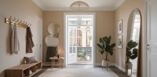 Jak urządzić stylowy przedpokój? Praktyczne porady Stylowy przedpokój z jasnymi ścianami, eleganckimi meblami i dekoracyjnymi dodatkami, idealny do aranżacji przestrzeni wejści